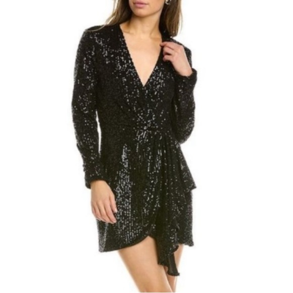 NEW RONNY KOBO Jerry Sequin Black Cocktail Dress Size Small